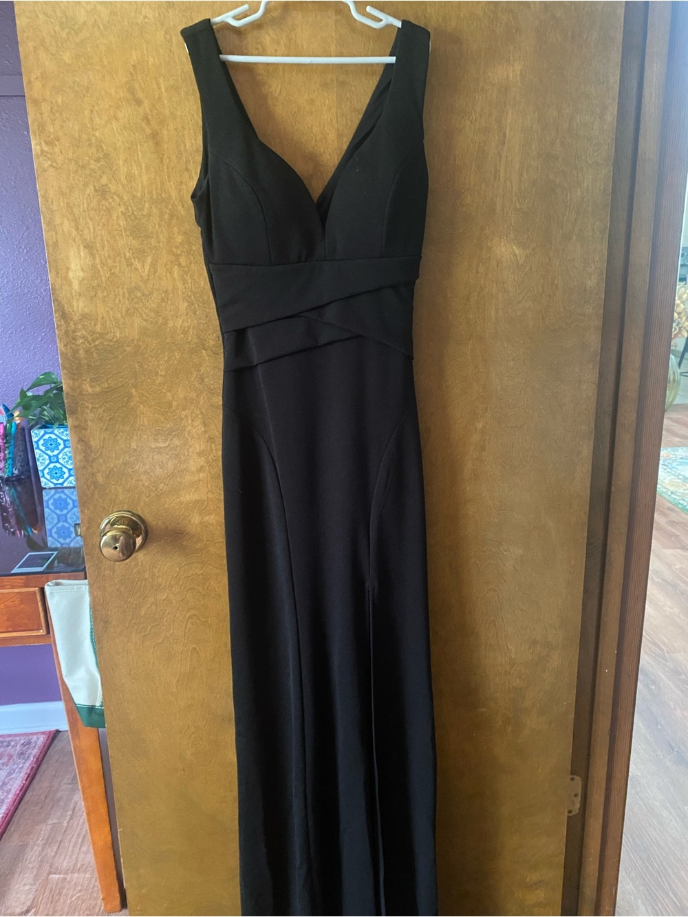 Emerald Sundae Black V-Neck Maxi Evening Gown